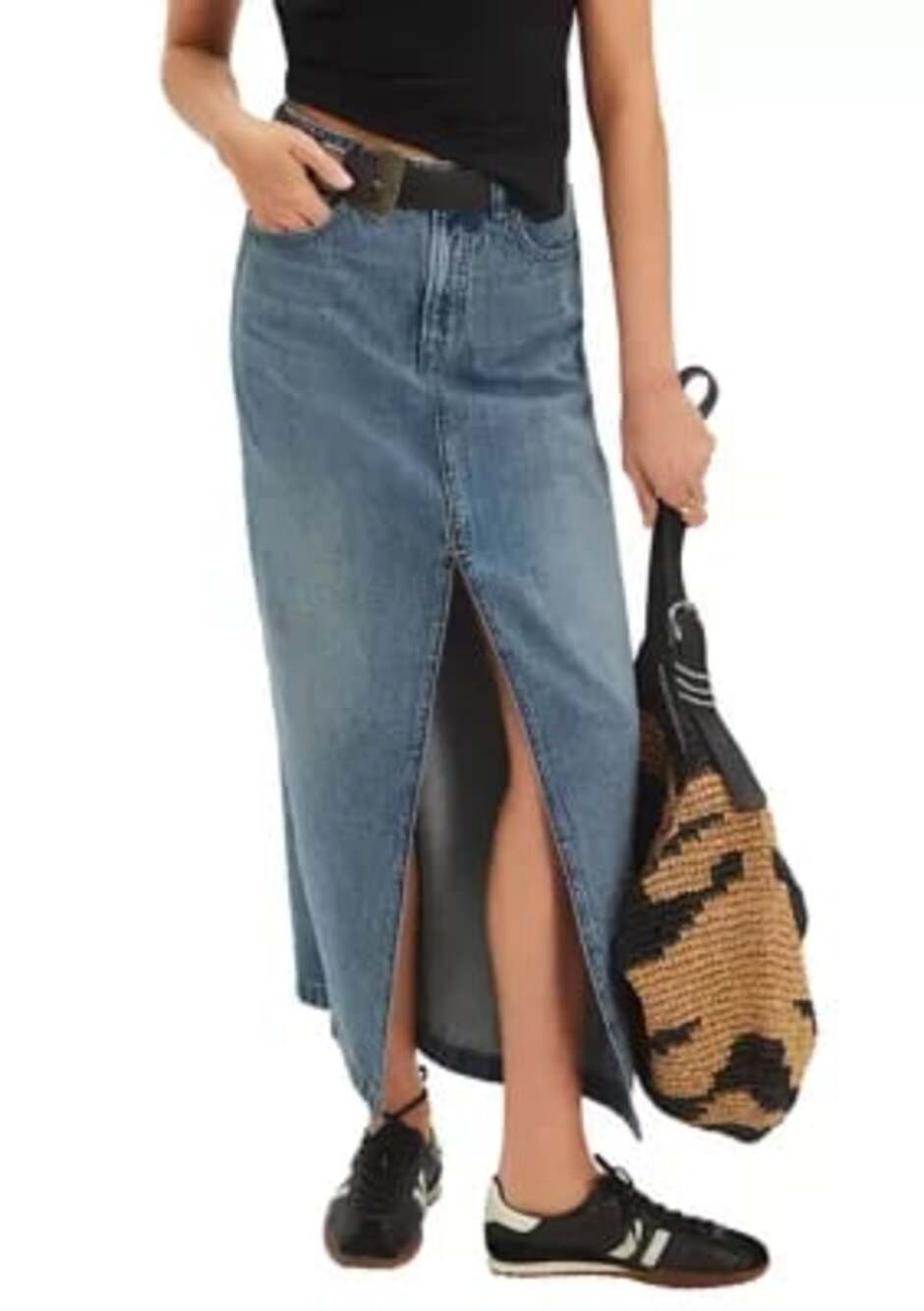 We The Free People Nothing Better Denim Maxi Skirt Blue 4